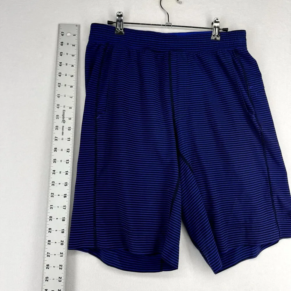 Lululemon Men's Black‎ and Blue Striped Athletic Shorts Size S